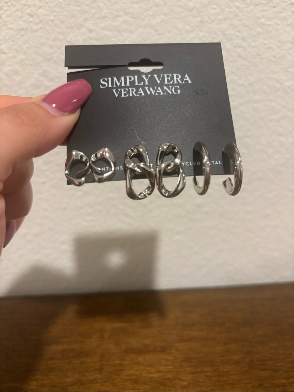 Simply Vera Vera Wang Silver Tone Mixed Hoop and Knot Earring Set - Picture 2 of 5